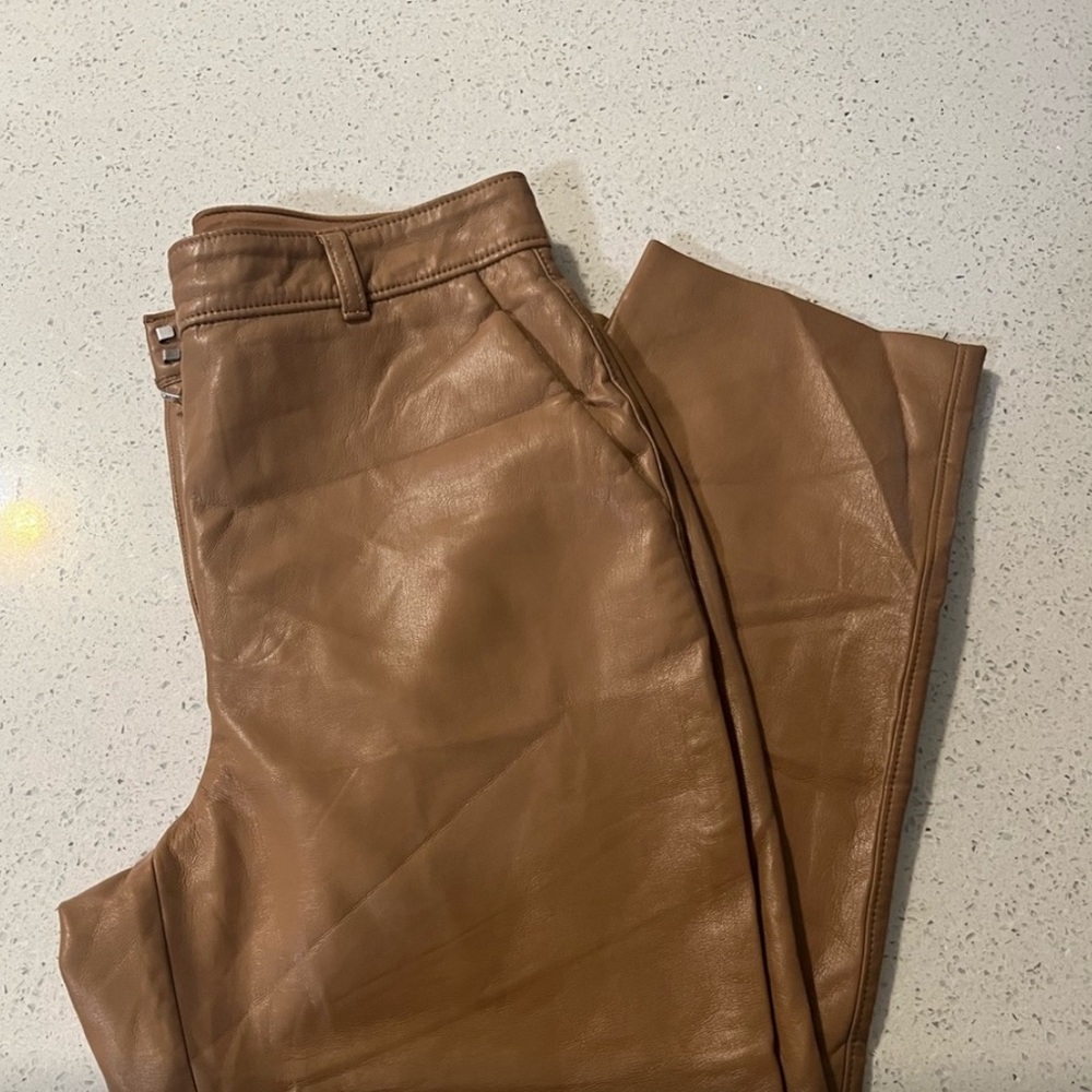 Tan Faux Leather Babaton Aritzia Pants